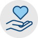 An icon of a hand holding a heart.